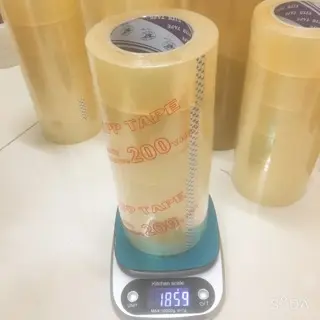 Băng keo 200yard lõi siêu mỏng 3mm, lốc 6 cuộn nặng 1.8kg 2