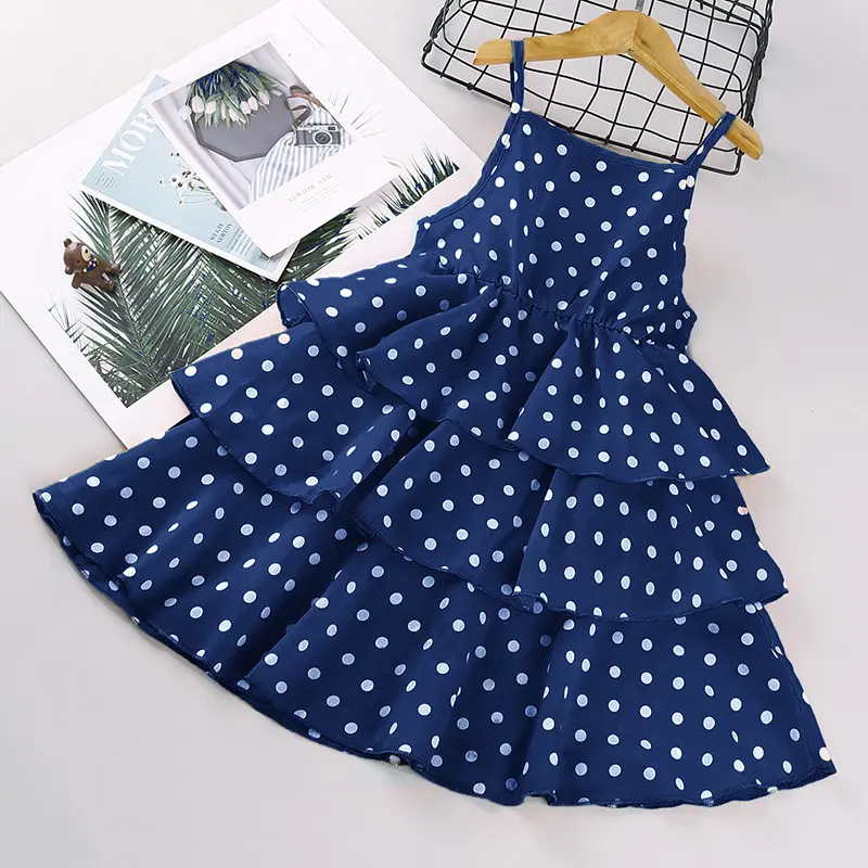Children's Summer Clothing New Medium and Large Children's Sling Dress Fashion Polka Dot Princess Dress for Girls Dress