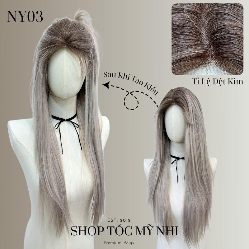 Tóc Giả Mỹ Nhi Nguyên Đầu Tỉ Lệ Dệt Kim NY03 Thẳng 65cm