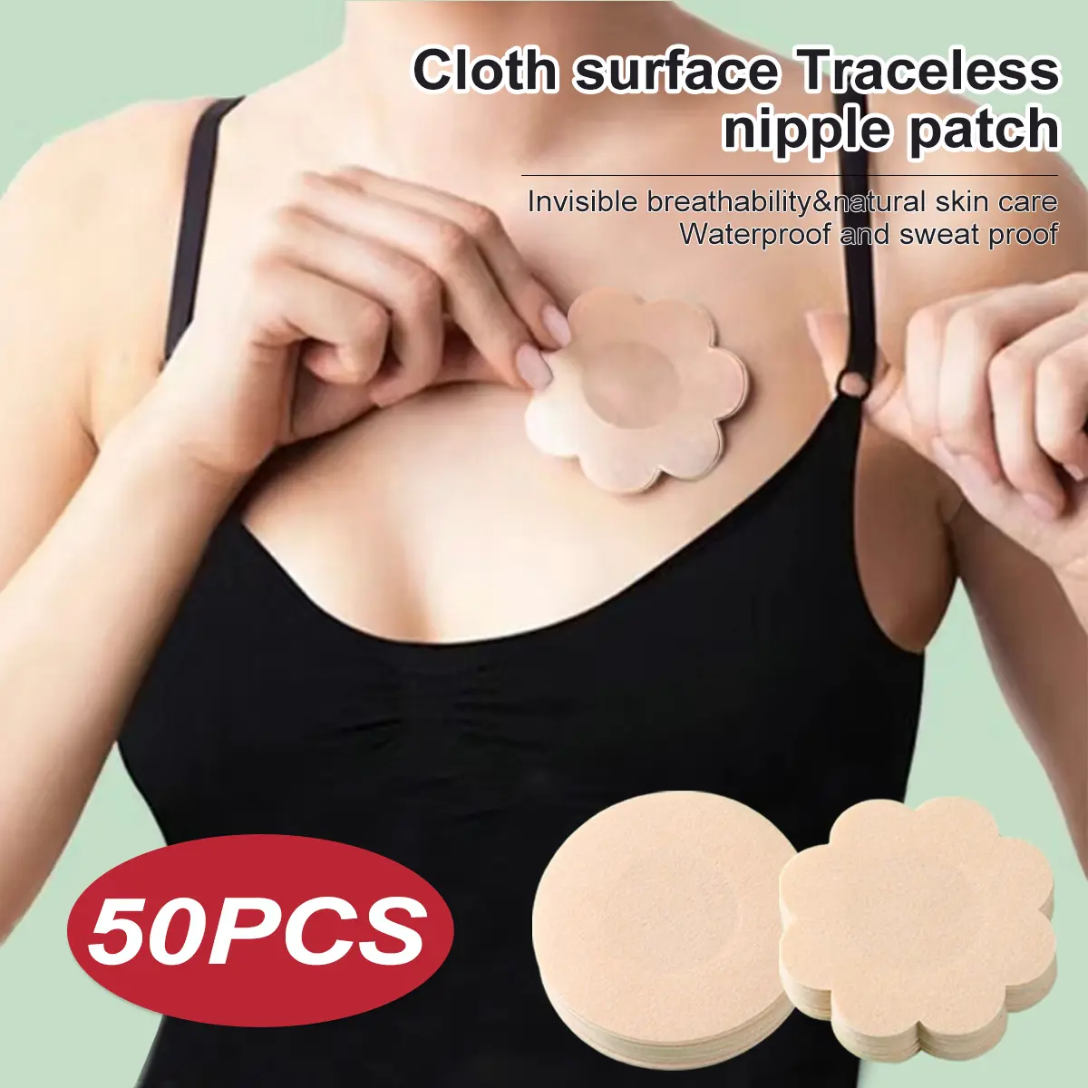50Pcs Nipple Sticker For Women Disposable Invisible Chest Sticker Breast Patch Bra-less Pasties Pad Nipple Cover Stickers
