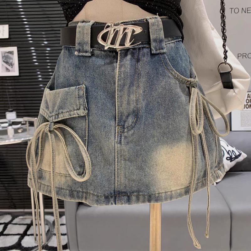 Chân Váy Jean Nữ, Có Nơ Thắt Dáng Chữ A, Có Lót, Lên Form Tôn Dáng CV-Nơ-02