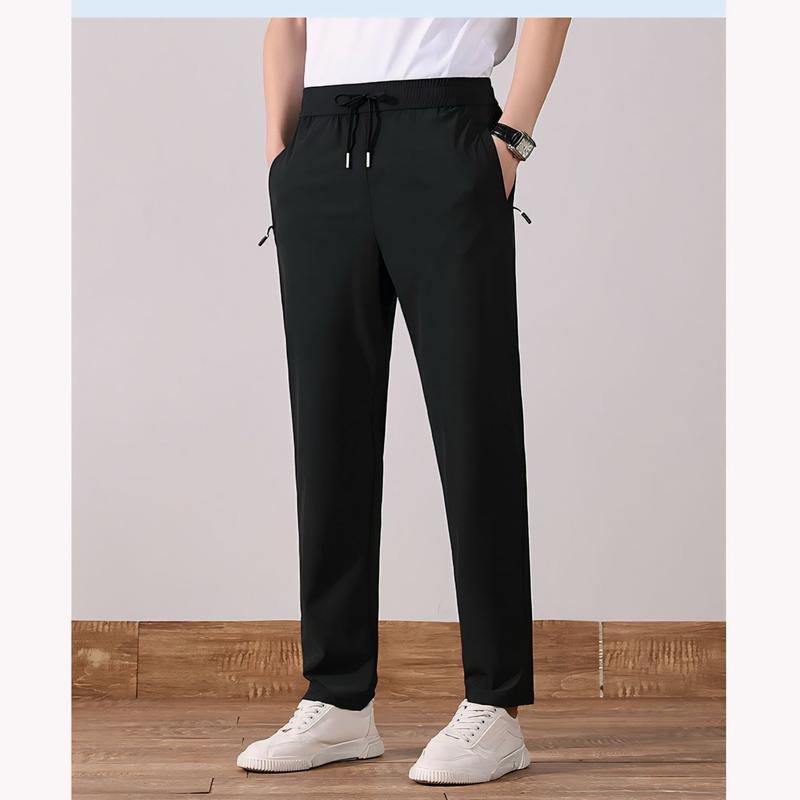 Quần dài nam  thể thao, quần jogger trơn ống xuông thun Poly phối khóa kéo ẩn thời trang năng động, form rộng có big size