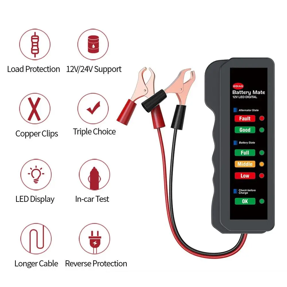 COD FREE Shipping Car Battery Tester Digital Alternator Tester Ediag BM310 for Auto Car Motorcycle Display Car Vehicle BM320 Battery Testing Tool
