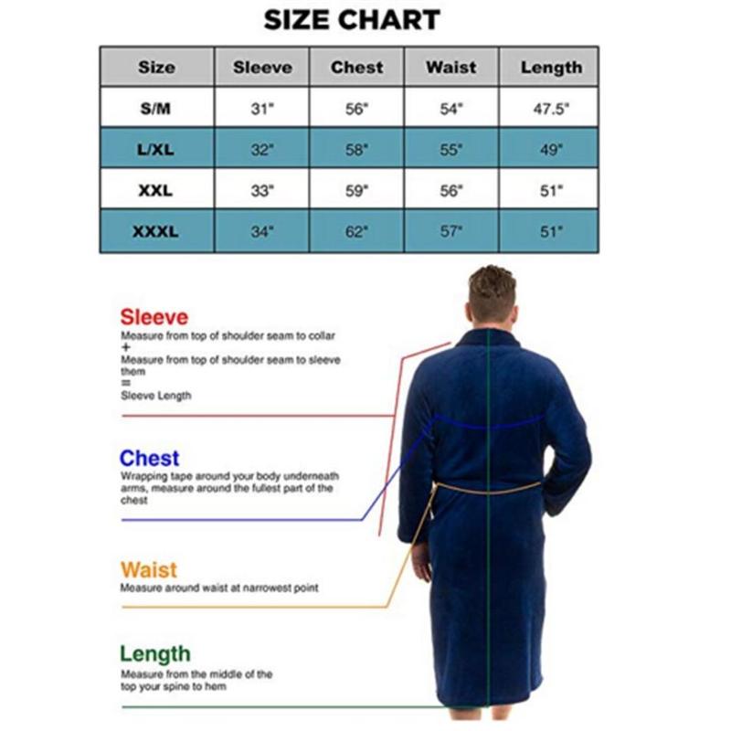 Mens Bathrobe Man Winter Warm Casual Flannel Robe Sleepwear Long Sleeve Plush Shawl Male Bath Robe Lounge Nightgown Home Clothes 3