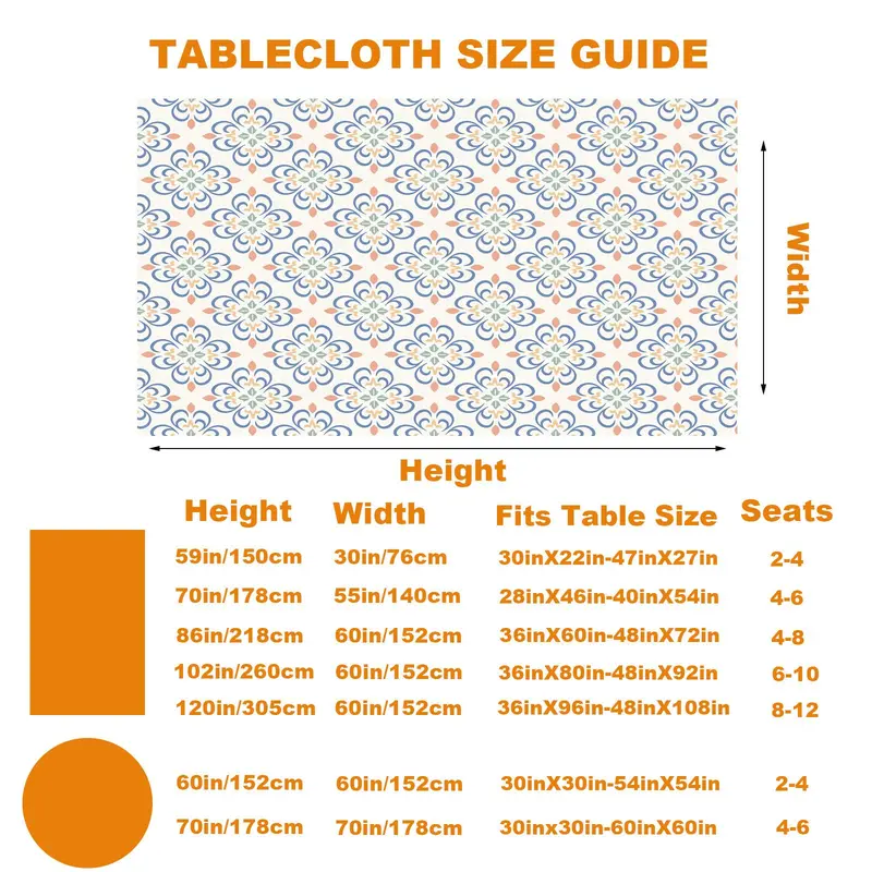 Floral Pattern Tablecloth, Rectangular Tablecloth, Table Cover for Home Kitchen Dining Room, Table Decorations for Outdoor Camping 5