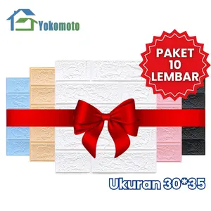 PAKET 10 PCS !! Wallpaper 3D Foam Paket 30 X 35 cm Motif Batu Bata Wallpaper Dinding Tembok Kamar Dekorasi Rumah