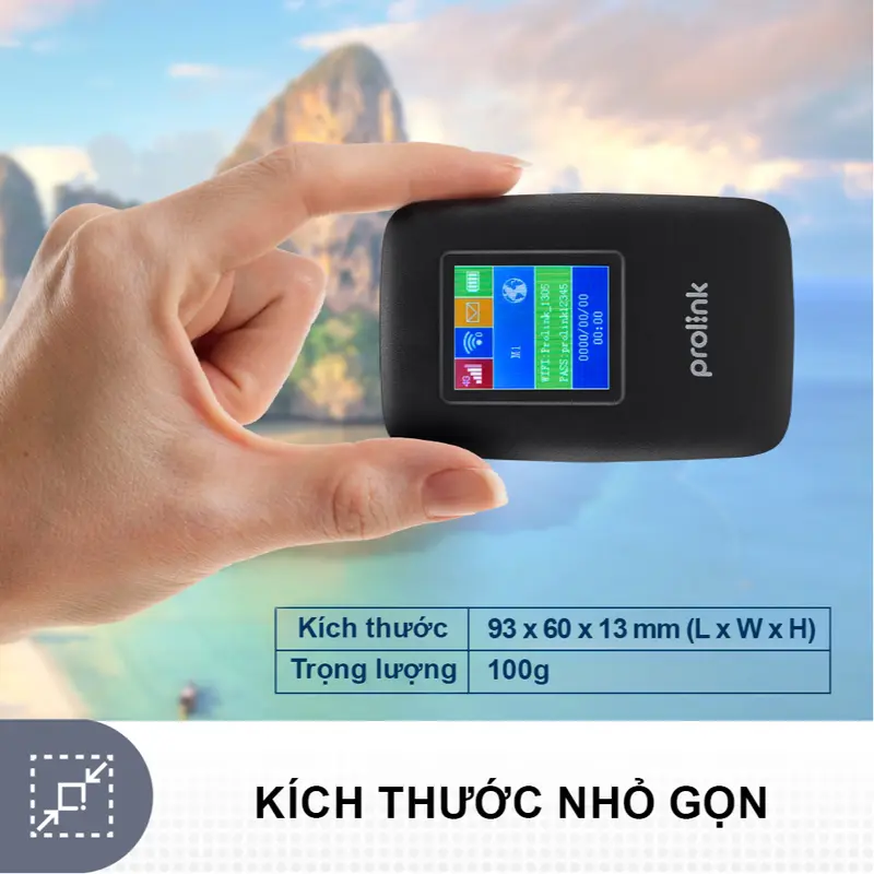 Bộ phát Wifi di động PROLiNK DL7202 4G LTE 150Mbps, pin 3100mAH, TFT 1.44", hỗ trợ 185 quốc gia - Mobile 8