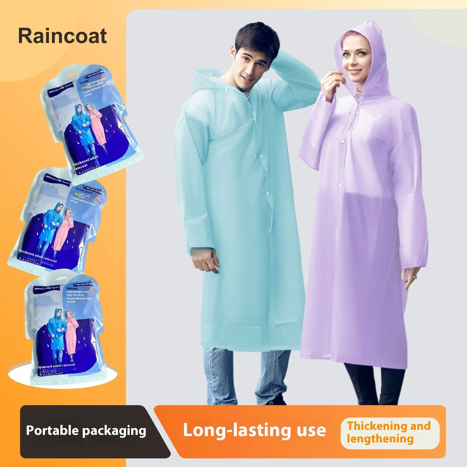 Mingjia EVA raincoat wholesale price non-disposable portable long adult full body outdoor hiking thickened raincoat