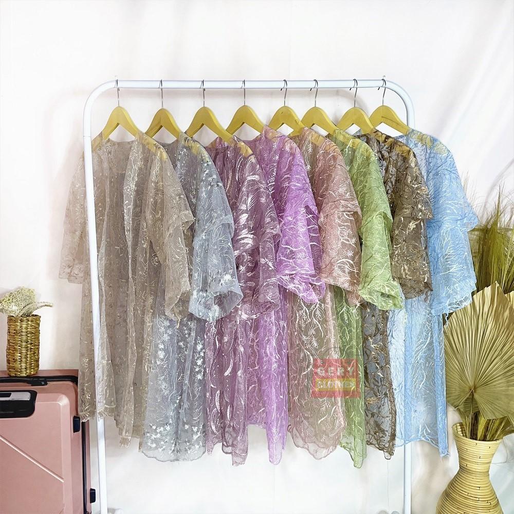 KARDIGAN TILE OUTER BRUKAT PREMIUM CARDIGAN TULLE MOTIF MUTIARA WITH PEARL TERMURAH