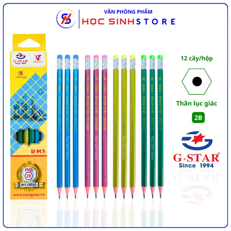 Hộp 12 Cây Bút Chì Gỗ 2B Gstar P555 Chuốt Không Gãy Ngòi - VPP Học Sinh Store