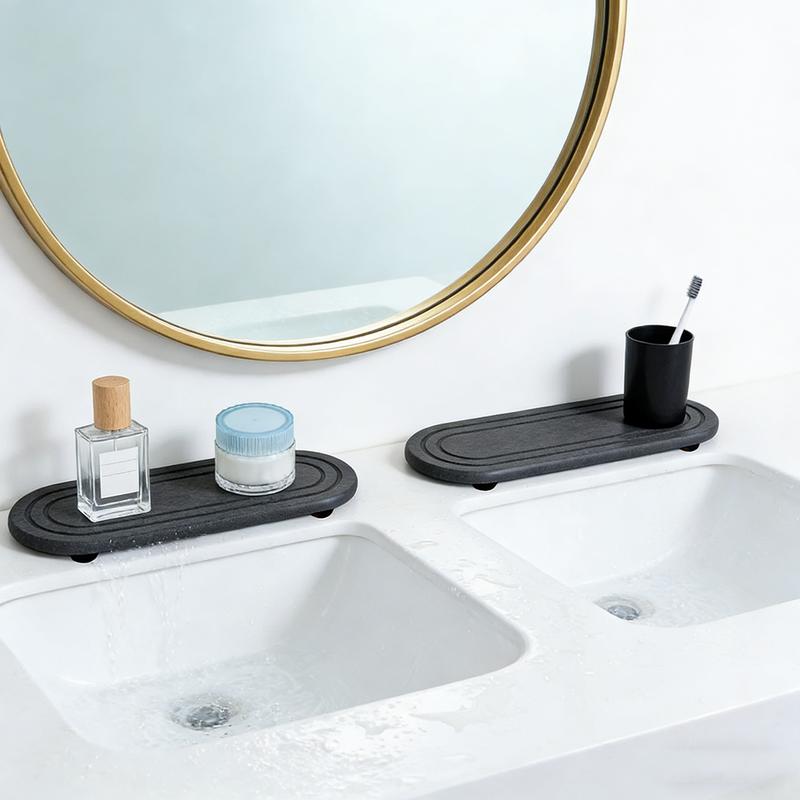 2PCS Absorbent Stone Trays, Quick-Drying Diatomaceous Earth Sink Trays,…