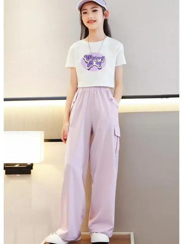 Set bộ đồ Croptop với 2 mẫu dành cho bé gái từ 14-45kg. 1