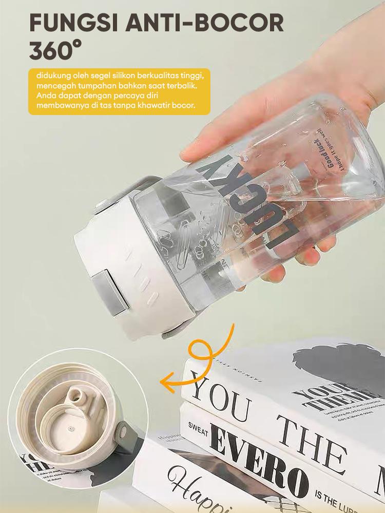 ANGOLA Botol Minum W03 Infused Water Tumbler Travel Dengan Sedotan dan Penutup Anti Tumpah Sekolah Kerja Kantor Olahraga Gym