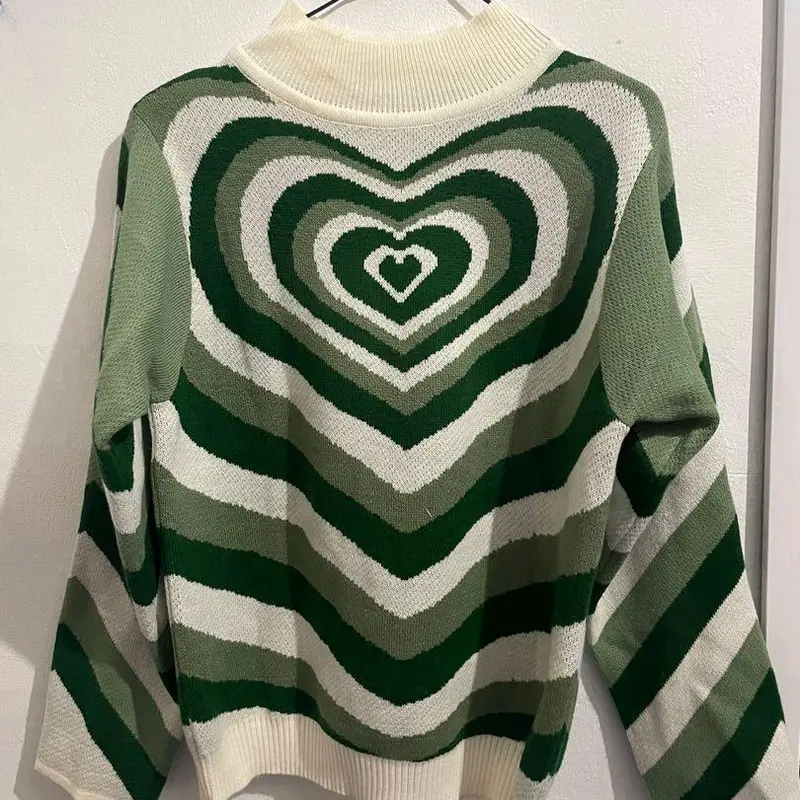 Sweater Big Love Heart Knit Premium Knitwear Atasan Wanita Motif Cantik Santai 2