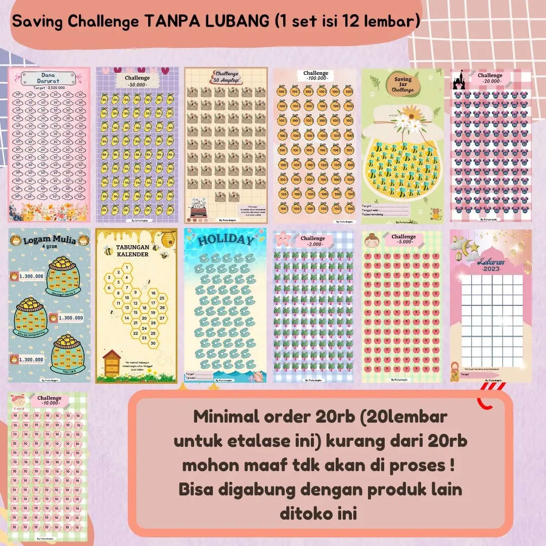 (5) template nabung / isi 11 lembar / TANPA LUBANG