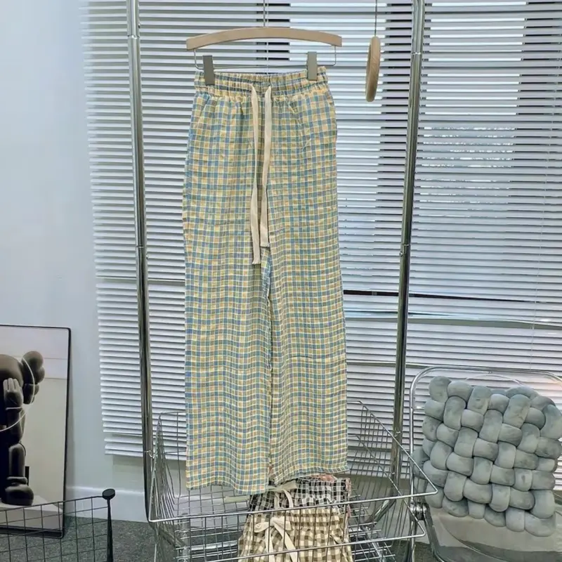 Quần đũi kẻ nữ cạp chun dây rút điều chỉnh chất mát, fom nhỏ. Women Pants Ong 7