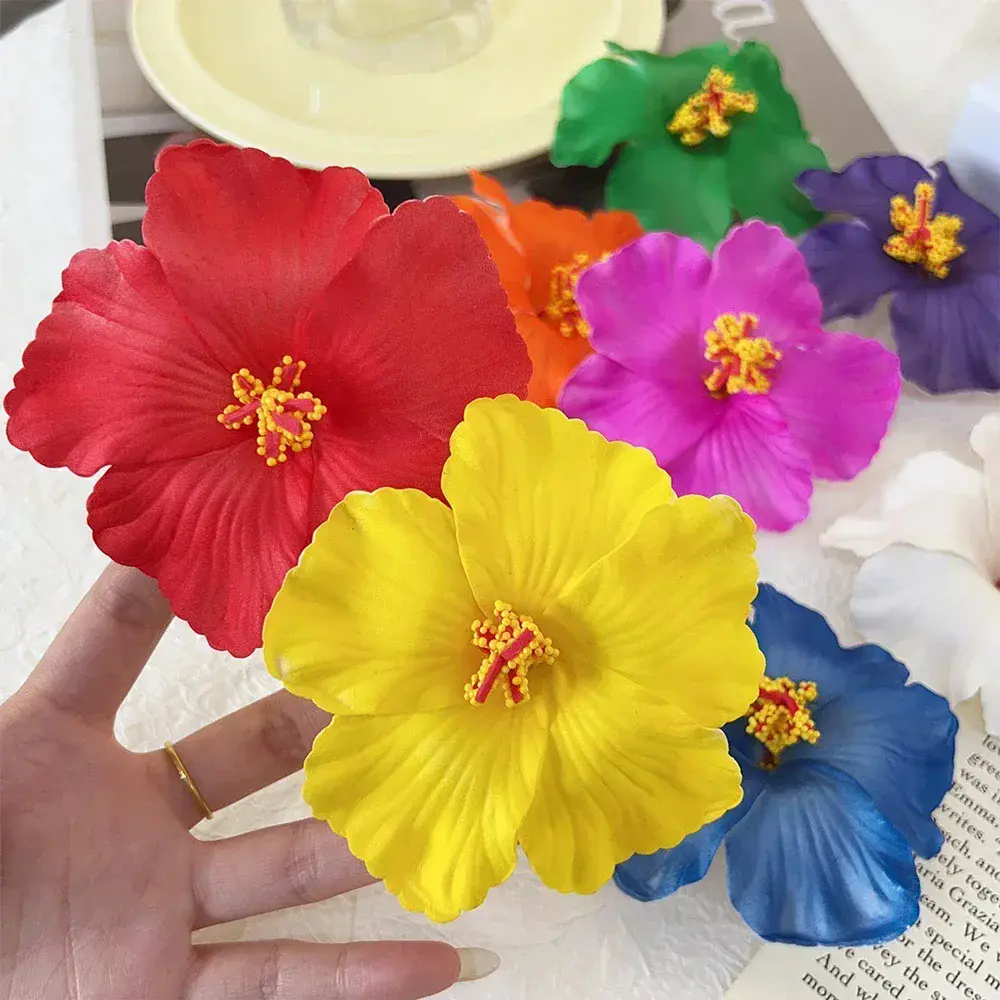 Klip rambut bunga, jepit bunga raya Plumeria Hawaii, penyepit rambut pengantin, jepit rambut mawar, hadiah perjalanan pantai musim panas