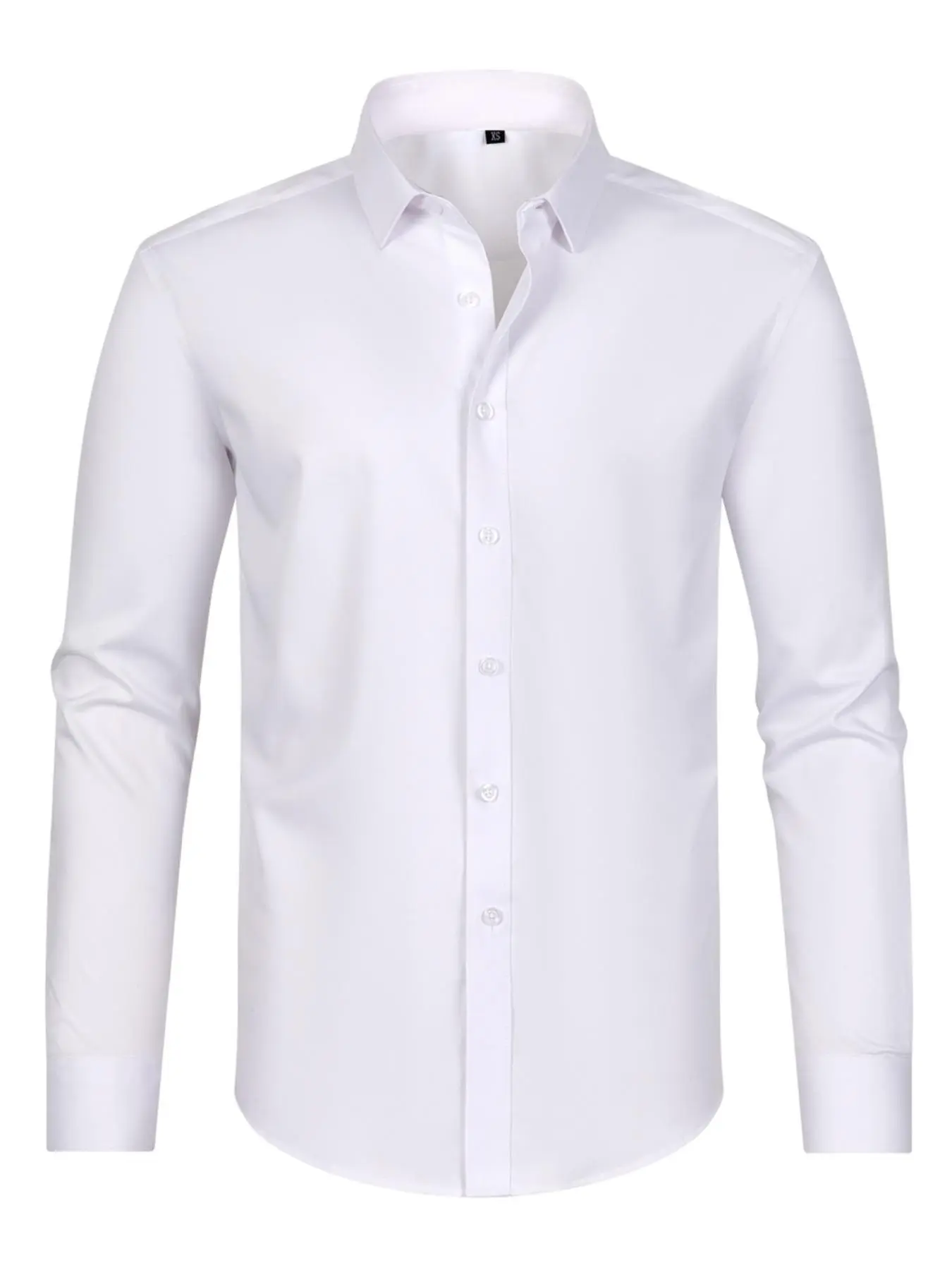 Men's Regular Fit Solid Color Button Front Shirt, Long Sleeve Woven Top For Business Work Office, Men's Top For All Seasons