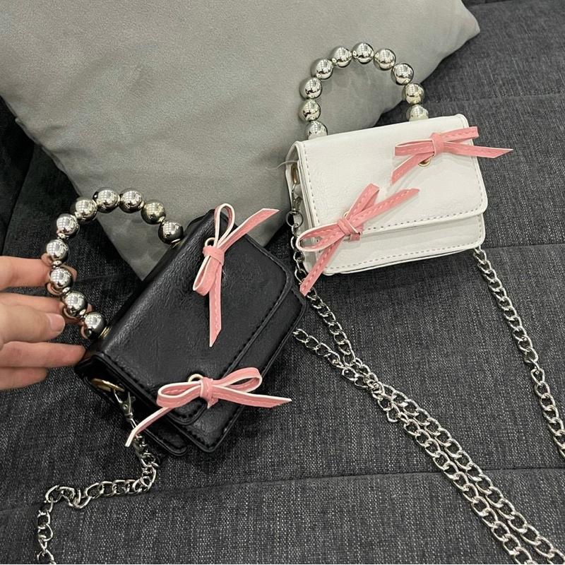  Túi xách nữ mini đeo chéo cầm tay nhỏ gọn có quai cườm đính nơ Bag 