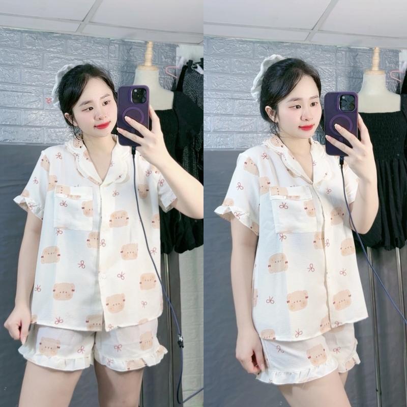Set đồ nữ pijama mặc nhà cộc tay quần đùi họa tiết hoạt hình dễ thương cho nữ - shopnghi85 1