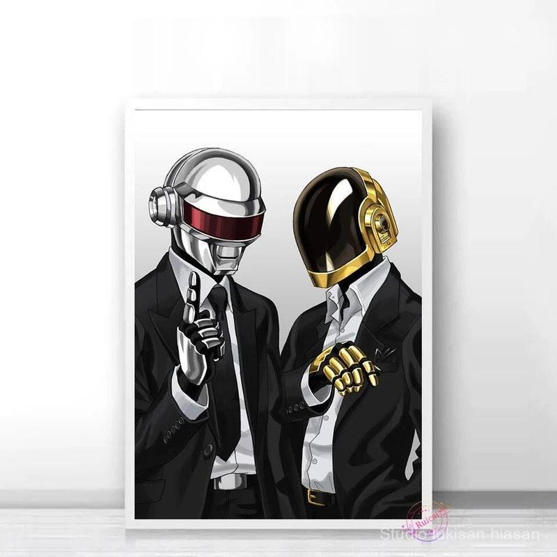 Product Introduction of Poster Daft Punk, Ban Nhạc Sản Xuất Âm Nhạc DJ Kiểu Pháp, Phong Cách Hip Hop, Tranh Vải Bố, Tranh Nghệ Thuật Treo Tường, In Ảnh, Trang Trí Quán Bar Phòng Gia Đình Hiện Đại Decor Tường Treo Phòng 5