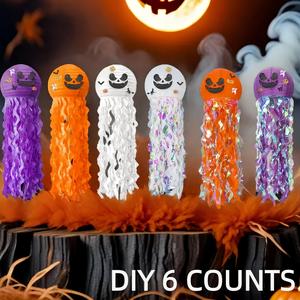 Halloween Paper Lantern Ball, 6 Counts/set DIY Handmade Tissue Lint Ball, Halloween Decoration, Hanging Decoration for Halloween Party, Festive & Party Supplies