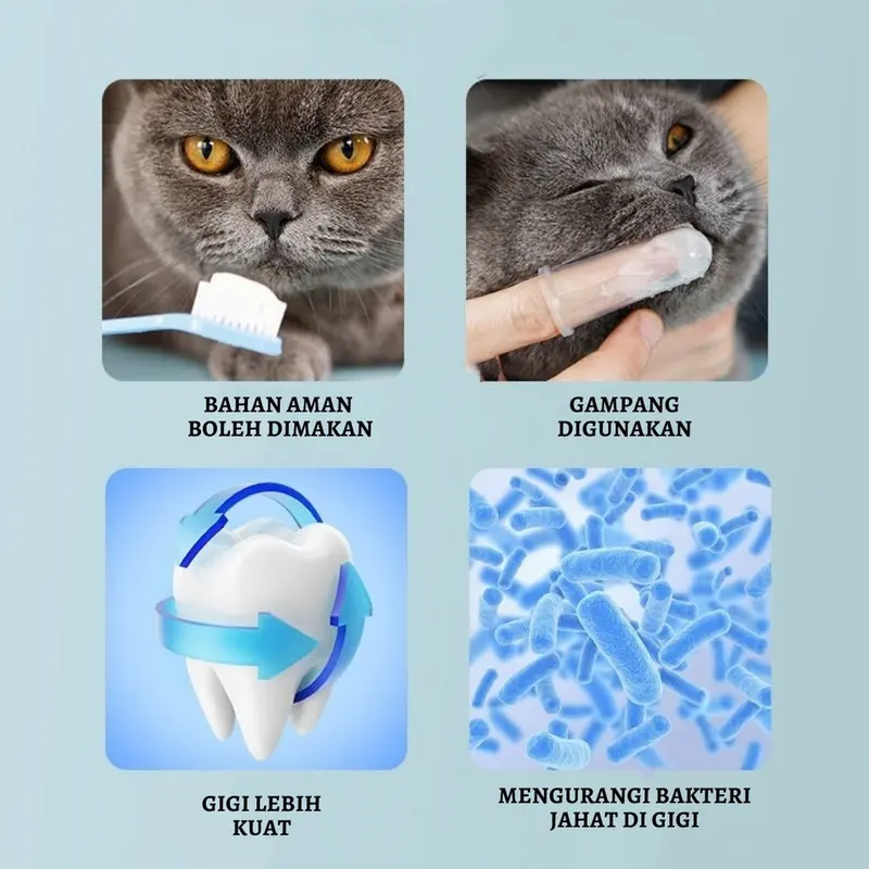 4in1 Set Sikat Gigi dan Odol Anjing Kucing Dog Tooth Brush and Paste Membantu Membersihkan Kotoran dan Plak Gigi Hewan Peliharaan FEFARM 3