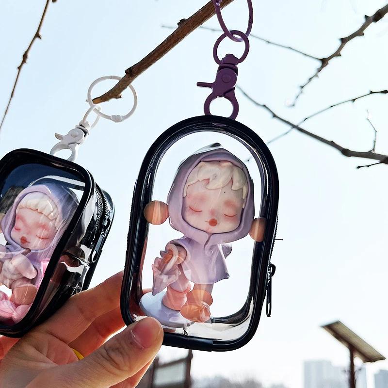 Product Introduction of Jewelry Organizer Transparent Storage Box Pouch Mystery Box Plastic Box Cute Doll Bag Organization With Keychain Dustproof Case 17