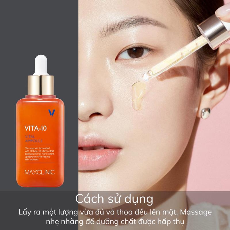 Product Introduction of Serum Maxclinic Vita-10 Vital Ampoule 100ml Hỗ Trợ Cấp Ẩm Giúp Đều Màu Da Skincare Nữ Women 10