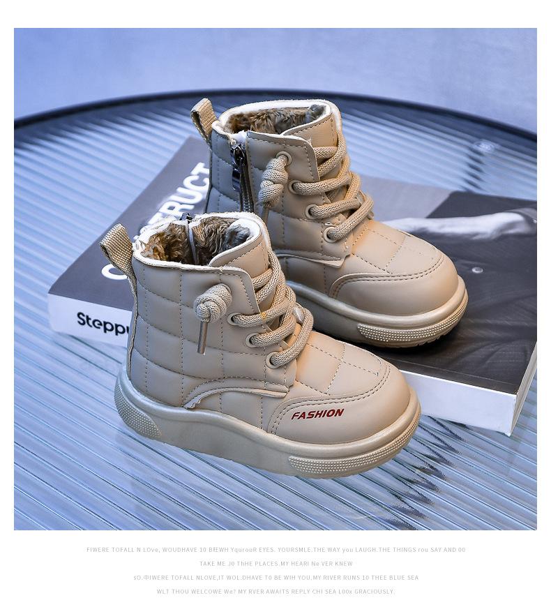Product Introduction of Children's Korean version soft soled plush cotton short boots, new winter boys' warm bread boots, girls' high top boots 12