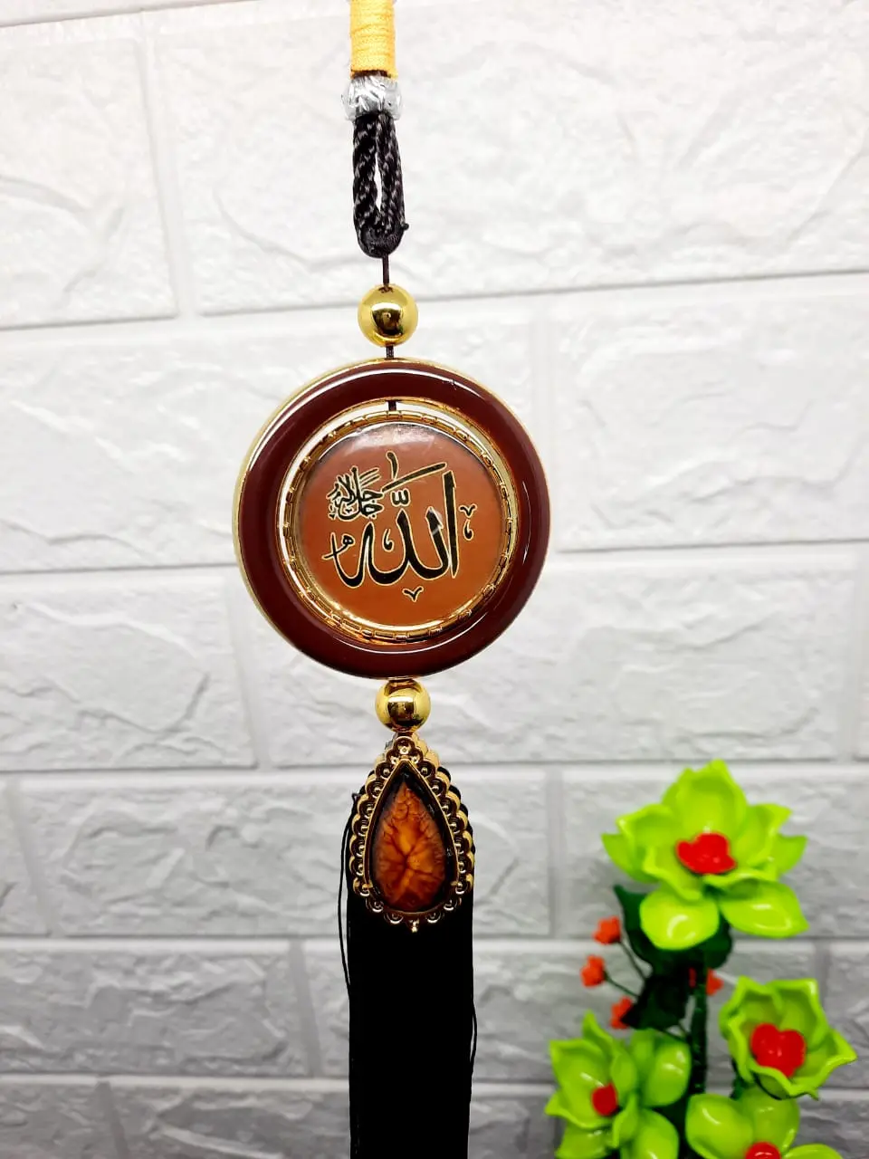 gantungan kaca spion tengah kaligrafi mobil lafazd Allah SWT dan Muhammad SAW Car