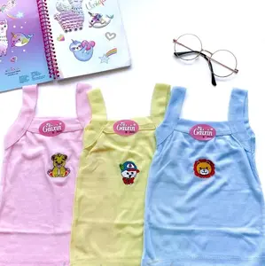 12Pcs Kaos Singlet Anak Perempuan Soft Pastel Gaixin Motif Bordir