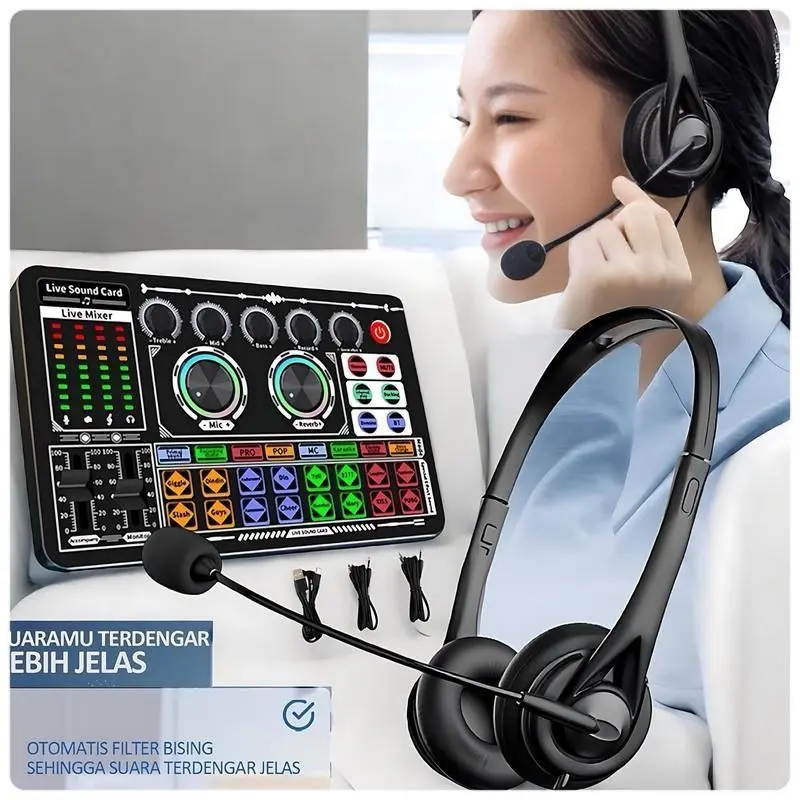 F999-SY490MV sound card set Peralatan Bernyanyi atau siaran langsung dengan headphones dan microphone Laptop Audio Smart&Mate 0