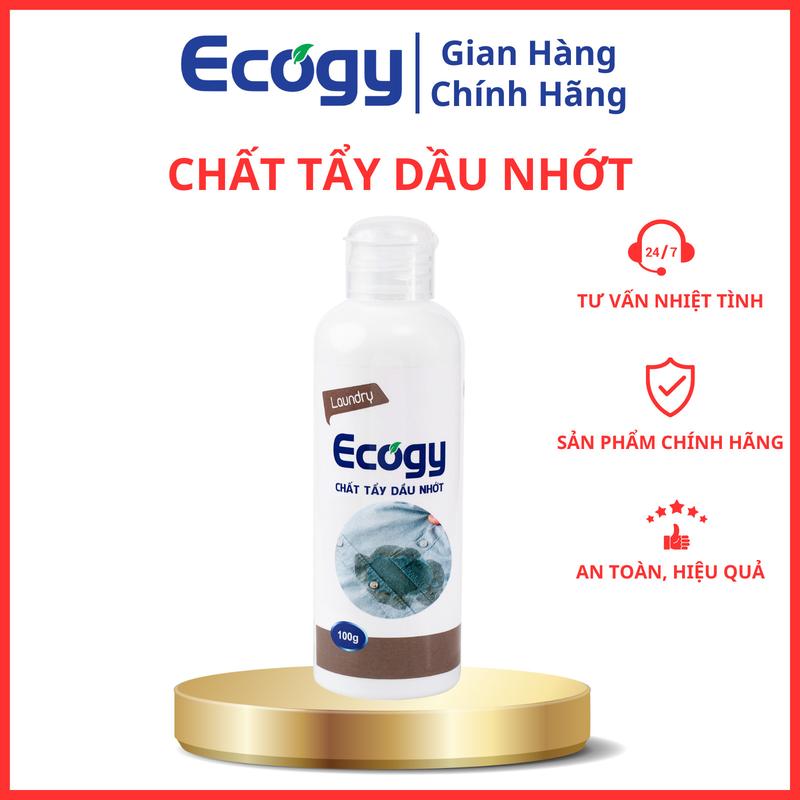 ECOGY - Chất tẩy dầu nhớt; Hỗ trợ làm sạch vết dầu nhớt trên quần áo trắng và màu; Sản phẩm dạng nước 100g/chai.