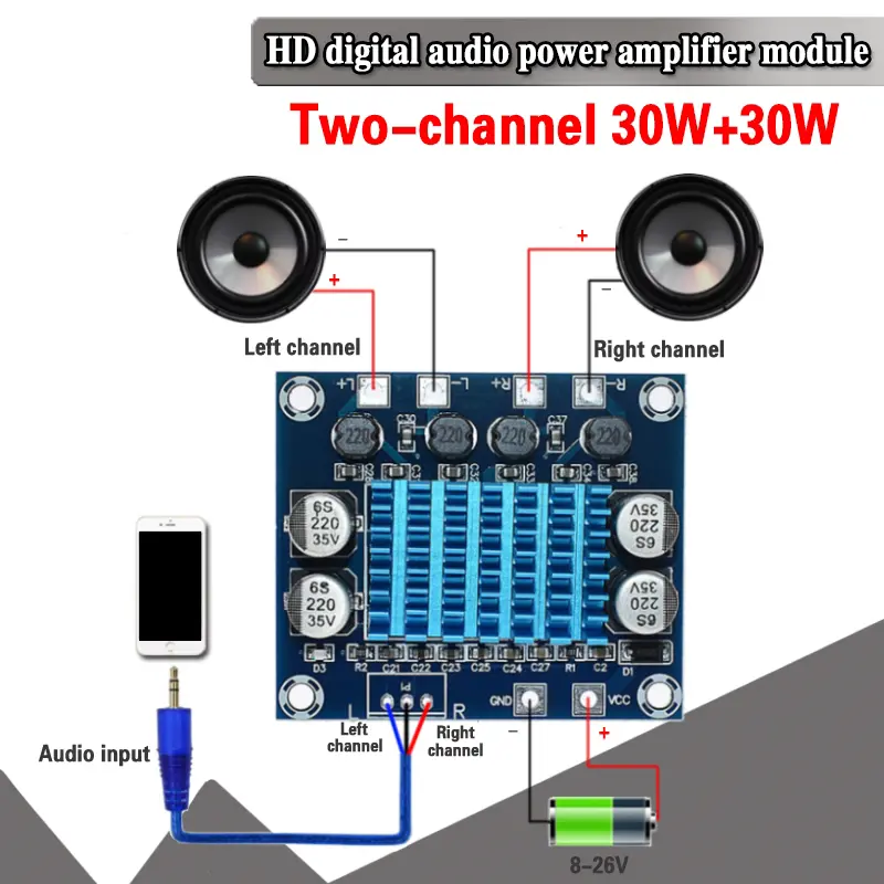 TPA3110 XH-A232 30W+30W 2.0 Channel Digital Stereo Audio Power Amplifier Board