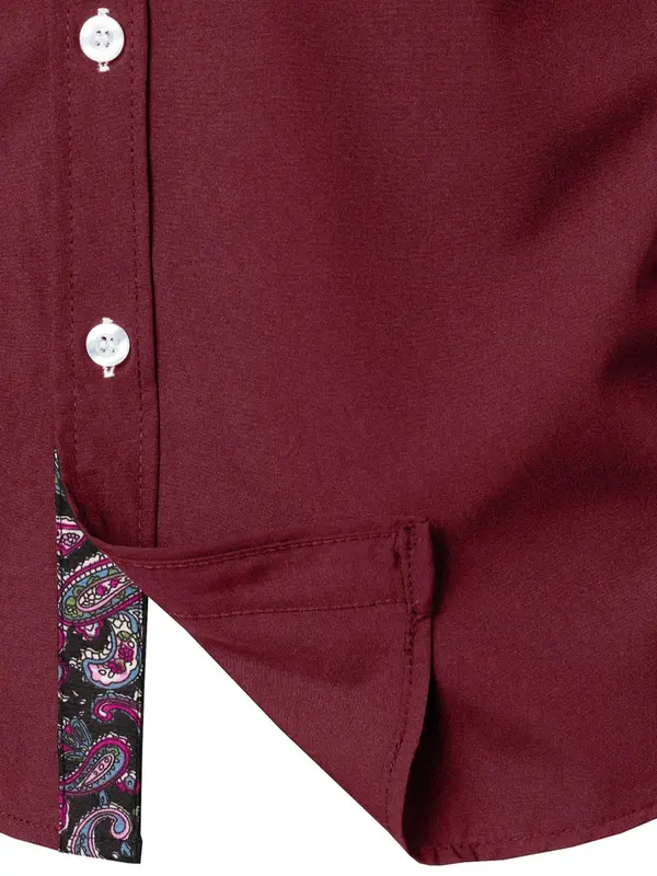 Men's Slim Paisley Print Button Front Shirt, Comfy Long Sleeve Tops for All Seasons, Casual Fashion Comfy Top for Men 8
