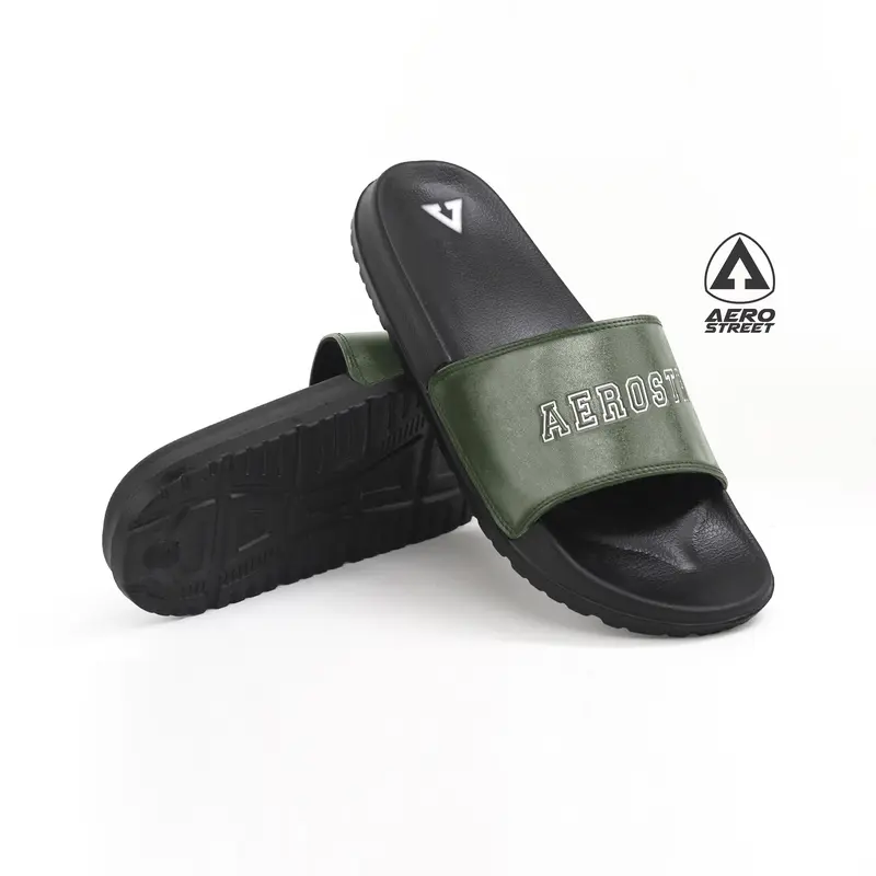 Aerostreet 39-44 Prime Hitam Army - Sandal Sendal Selop Slip On Casual Pria Wanita Aero Street BAAAA 4