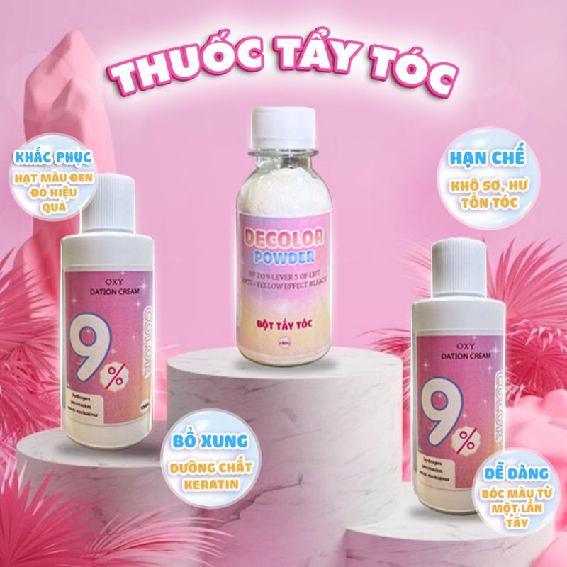 BỘT TẨY TÓC CAO CẤP BỘT TẠO NỀN TÓC tặng kèm oxy trợ dưỡng bao tay mũ trùm Đổi Màu Tóc Nhuộm Tóc