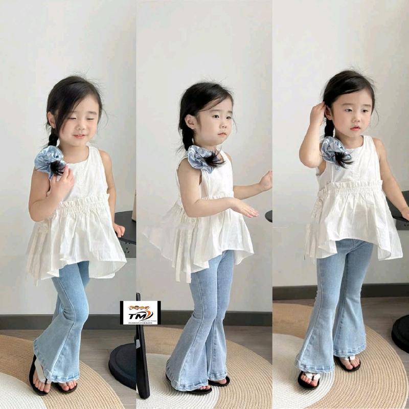 [10-28kg] Set áo sát nách form baby doll và quần jean loe cho bé xinh xỉu
