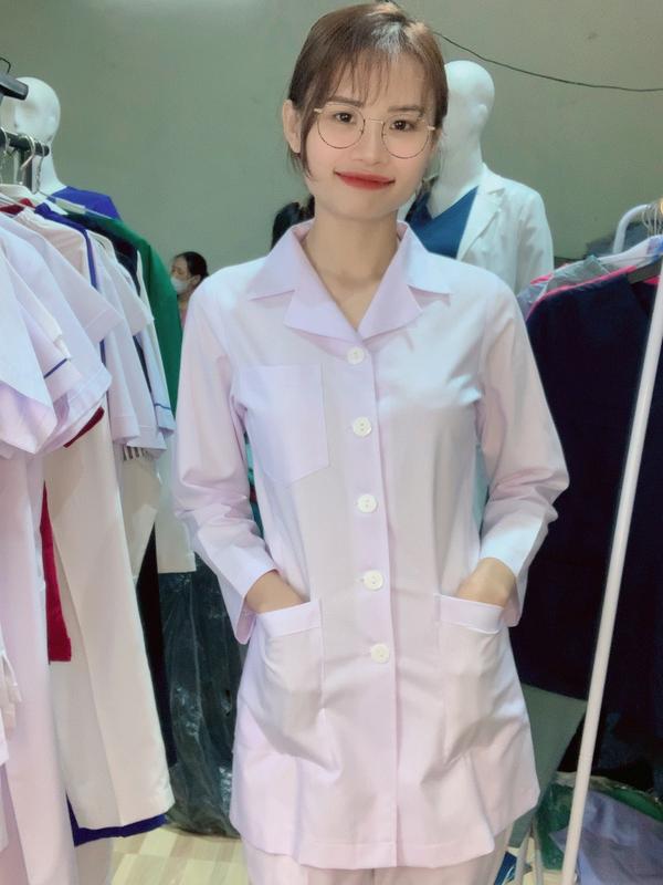 Áo blouse nữ dài tay y tá điều dưỡng dược sĩ chất liệu thô oxford