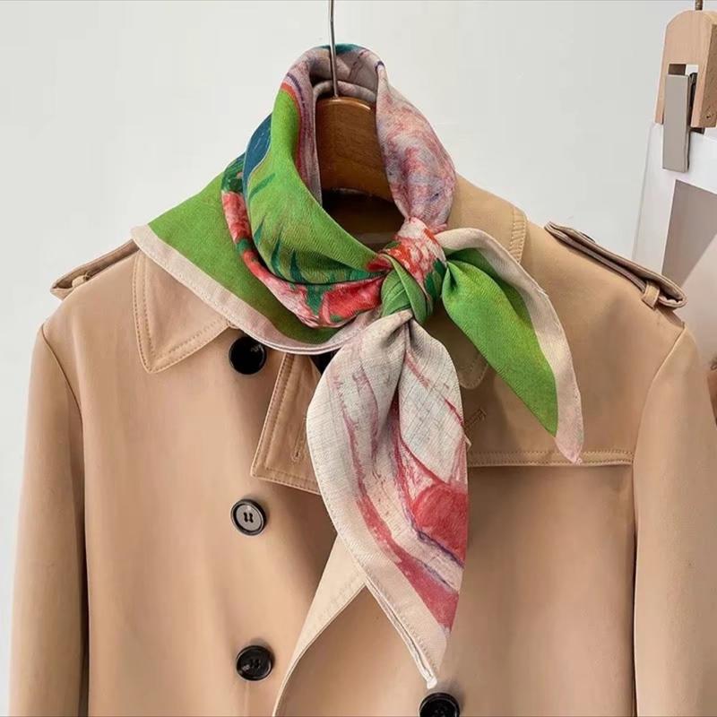 [ Mua 1 khăn tặng cài ] Mẫu mới khăn choàng cotton 70x70 2024 Hoa Quàng Cổ khăn choàng khăn  lụa khăn  quang