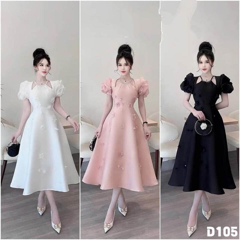 Váy Bigsize dự tiệc Đầm thiết kế bigsize tay phồng cổ yếm kết hoa tỉ mỉ Đầm váy cô dâu đi bàn Dress Trắng