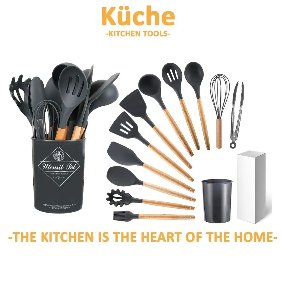 KUCHE 12Pcs Cooking Tools set Cutleries Set sudip Kitchen Cookware Set Silicone Utensils Cooking Sets 12Pcs Cooking Tools Kitchen Cookware Set Silicone Utensils Cooking Sets Household Kitchen Accessories Sets Kitchenware