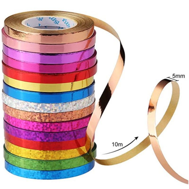 Product Introduction of 10m Gold Silver Red Blue Purple Green Laser Balloon Ribbon Wedding Birthday Party Ribbon Balloon Accessories Decoration 7