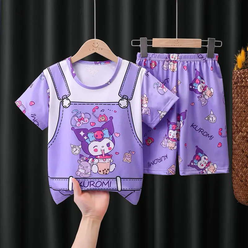 ( PART 1 ) Piyama Baju Santai Setelan Anak Celana Lengan Pendek Lucu Karakter Kuromi Cinnamon Roll Perempuan Laki Laki Cewek Cowok PJ1 2