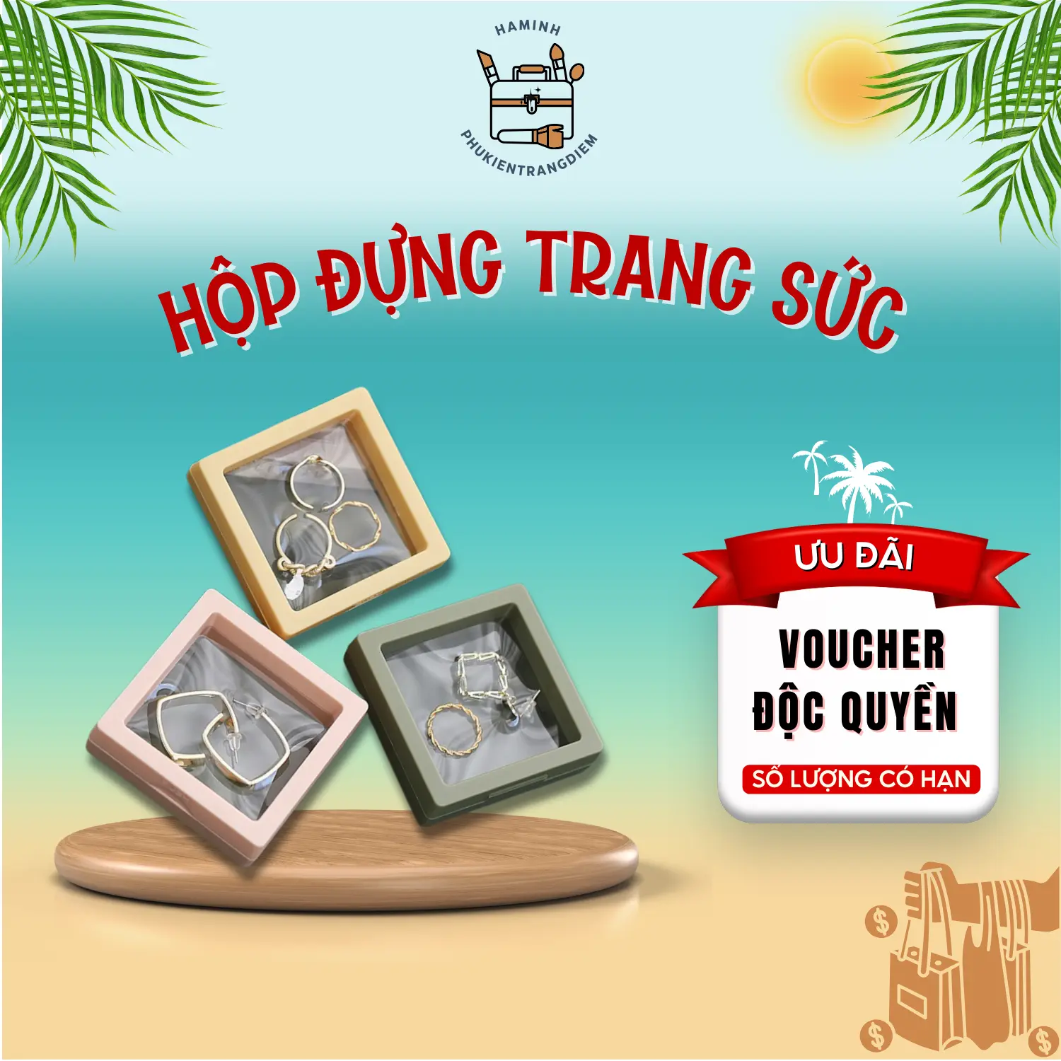 Hộp Đựng Trang Sức Màng PE Trong Suốt, Hộp Hoa Tai Mini Trưng Bày Nữ Trang