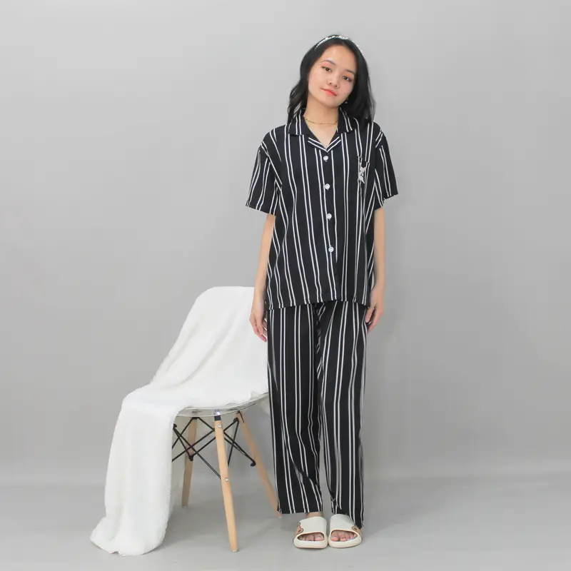 ST Bella Piyama Powysuit  Bahan Satin Sutra Baju Tidur Wanita Dewasa Celana Panjang lembut Setelan Pendek 3