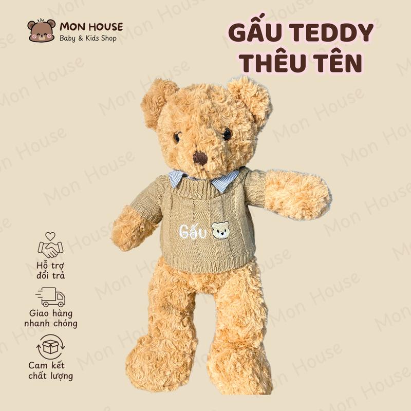   THÊU TÊN THEO YÊU CẦU  Gấu bông Teddy thêu tên thú nhồi bông quà tặng đồ chơi Thú Bông  dễ thương dochoi toy gaubong gấu bông thêu tên theo yêu cầu Phát Nhạc 