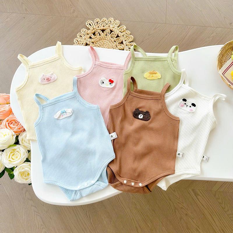 [NemmKids] Bodysuit, Body Chip 2 Dây Vải Tăm Cotton Cho Bé Gái Jumsuit Áo Liền Thân Hoạ Tiết Thú Cưng Đáng Yêu Từ 3-11kg