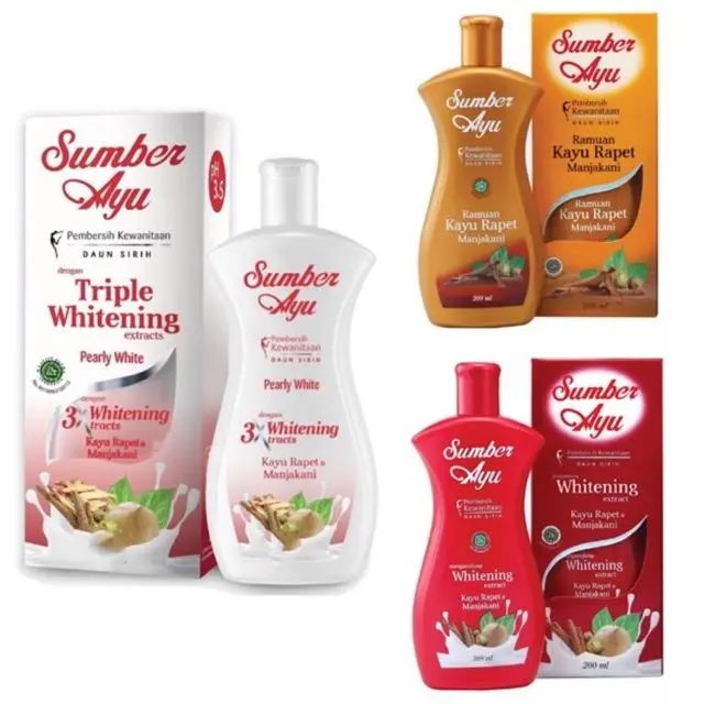 Sumber Ayu Pembersih Kewanitaan Daun Sirih 50ml / 90ml - PH 3,5 - Manjakani Bright /Clear White / Pearly White Triple Whitening Extracts / Manjakani Keset Kayu Rapet 50 / 90 ml
